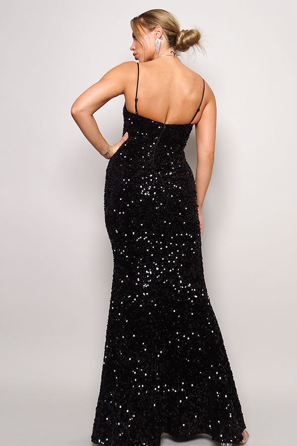 Sweetheart Sequin Velvet Gown
