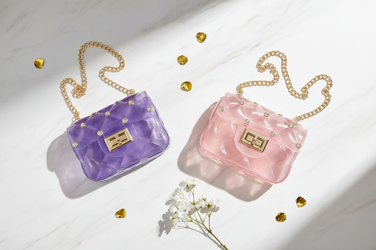 Pink & Purple Jelly Purse Flat Lay