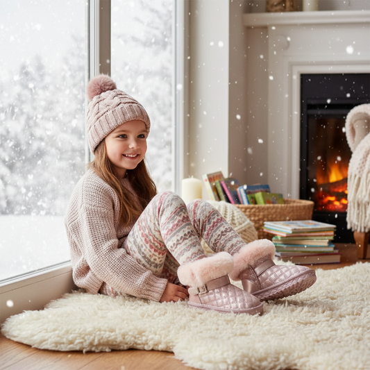 Pink Quilted Boots on Young Girl