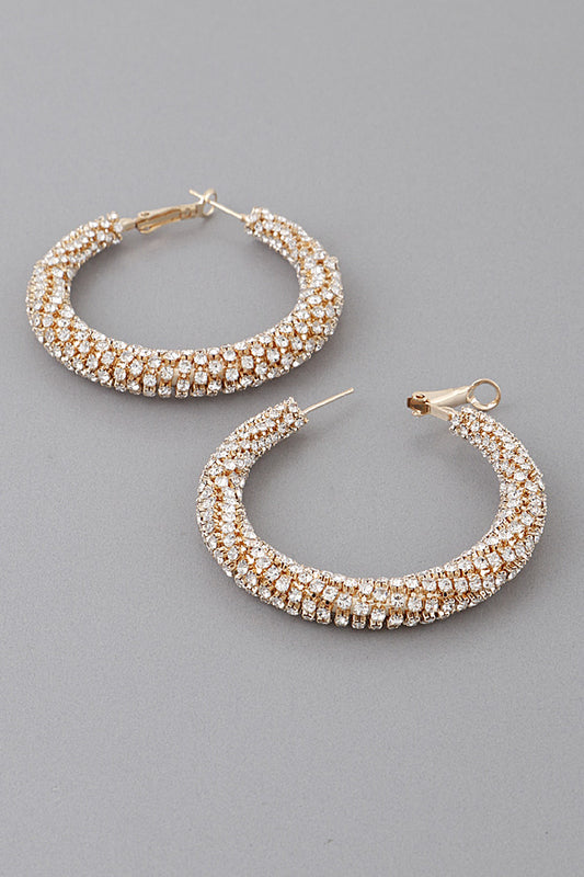 Rhinestone Wrapped Hoops Gold