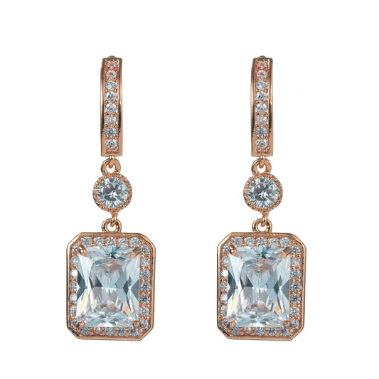 Cubic Zirconia Rectangle Drop Earring
