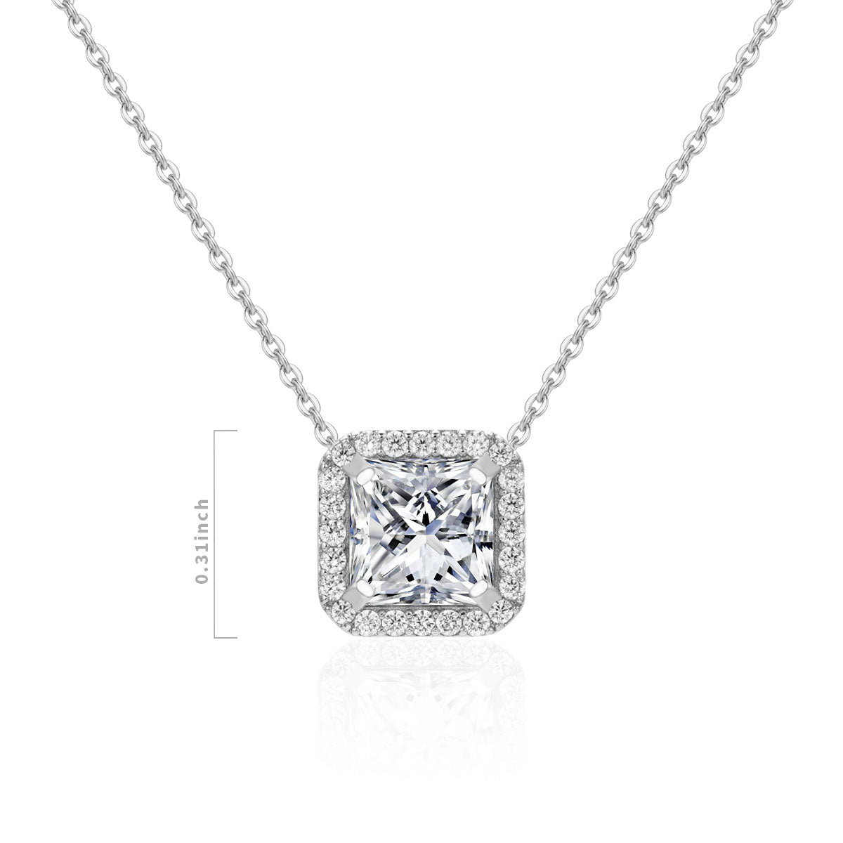 Cubic Zirconia Square Pendant Necklace