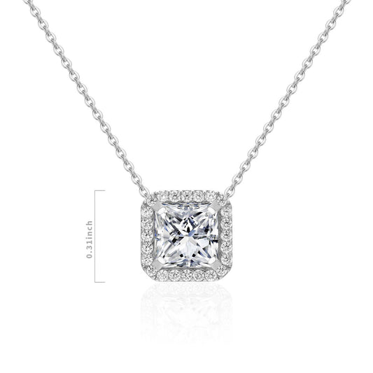 Cubic Zirconia Square Pendant Necklace
