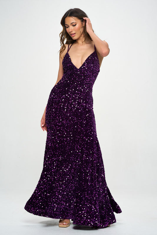 Sequin Velvet Mermaid Gown
