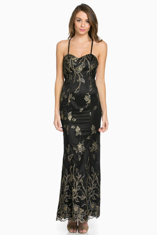 Strappy Back Glitter Gown