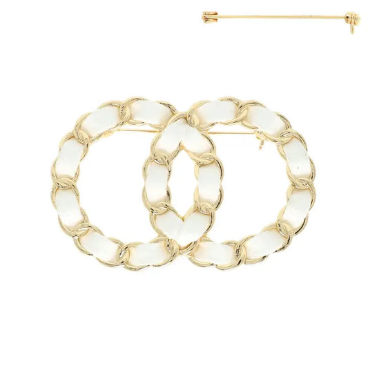 Double O Interlocked Chain Brooch Pin