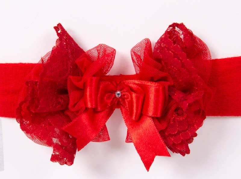 Red Tulle Bow Head Band 0-12 Months