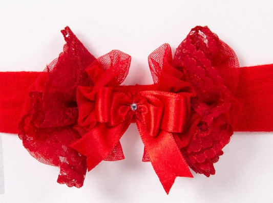 Red Tulle Bow Head Band 0-12 Months