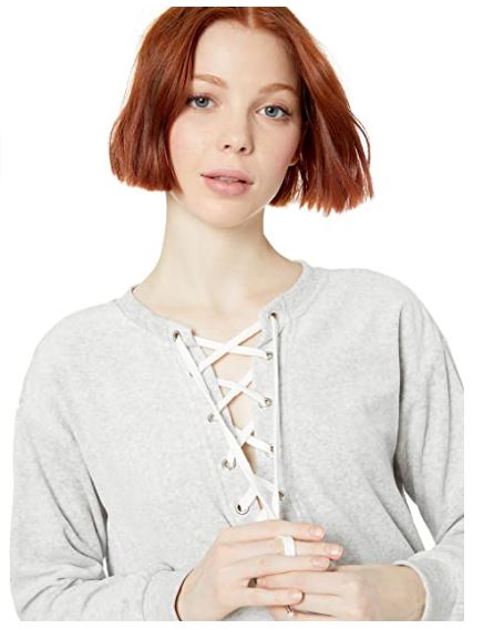 Lace-Up Sweatshirt H Grey