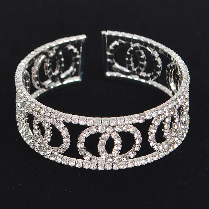 Double Circle Rhinestone Pave Bracelet