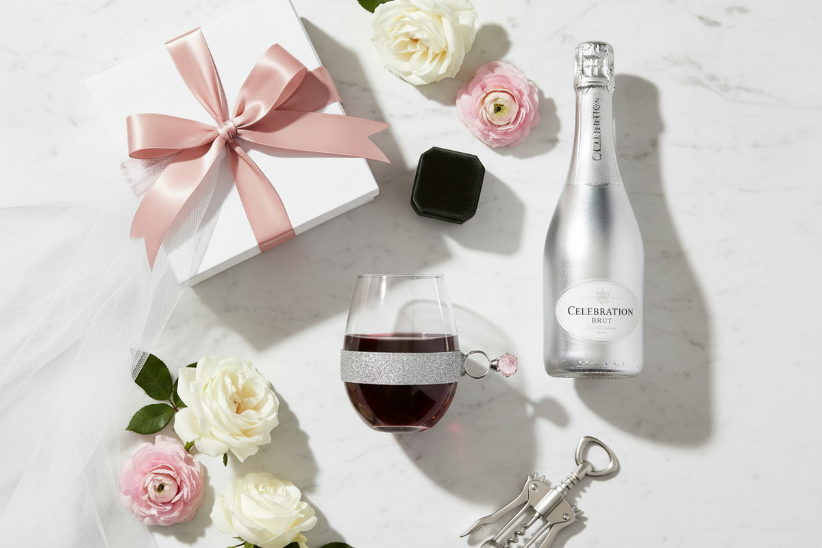 Engagement Ring Stemless Wine Glass