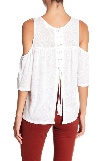 Cold Shoulder Back Lace Up