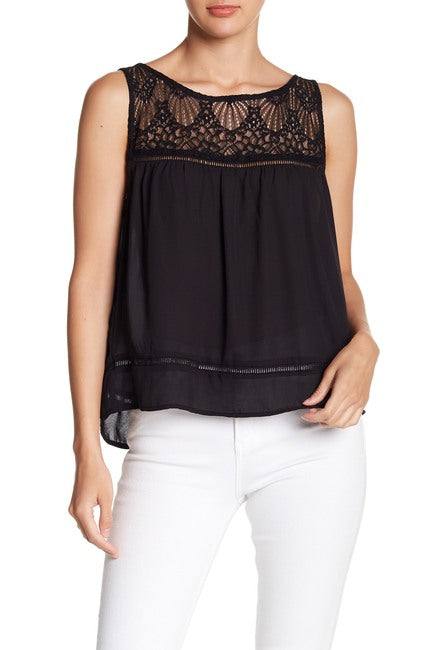 Button Split- Back Lace Tank