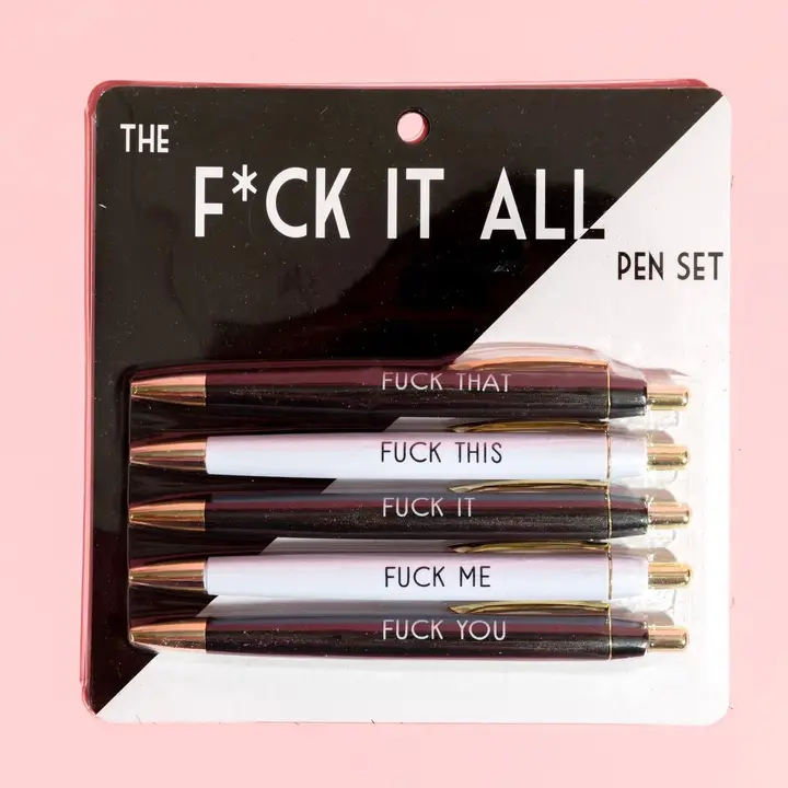 "The F*ck It All" Funny Pen Set – 5-Piece Bold Gift for Her