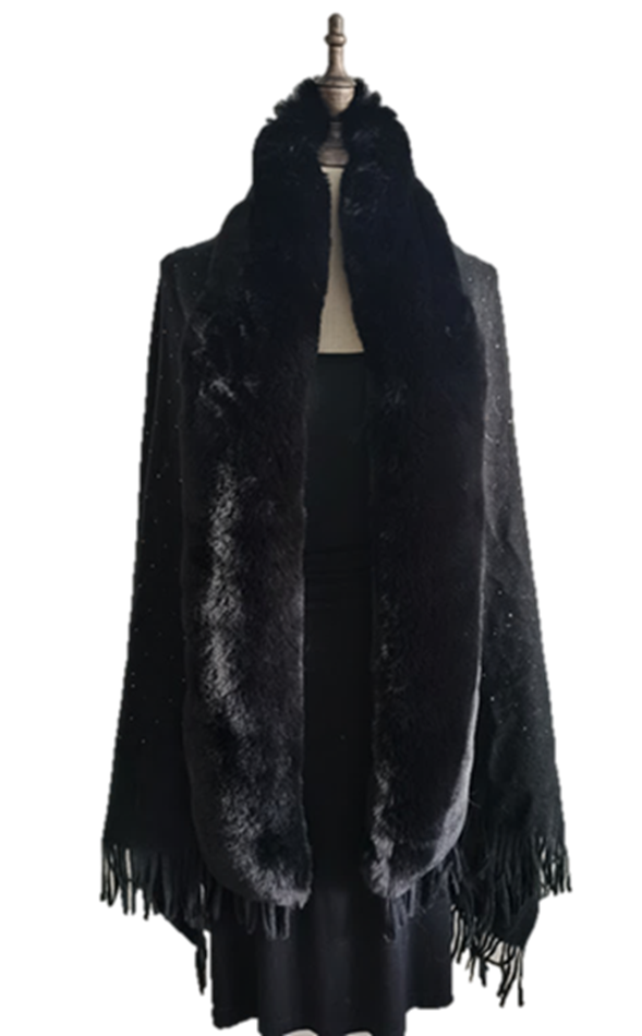 Faux Fur Wrap w/Embellishment