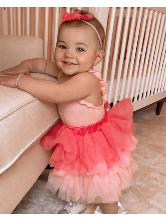 Ombre Tiered Tulle Tutu Skirt - Hot Pink to Blush Baby & Toddler
