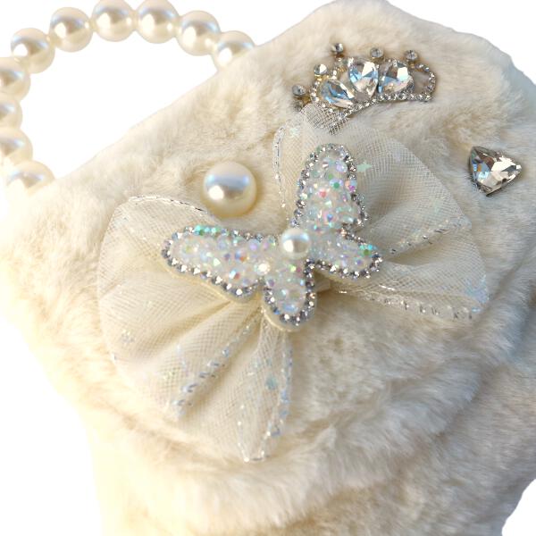 Girls' Butterfly Fur Purse, Cute Dress-Up Handbag for Kids
