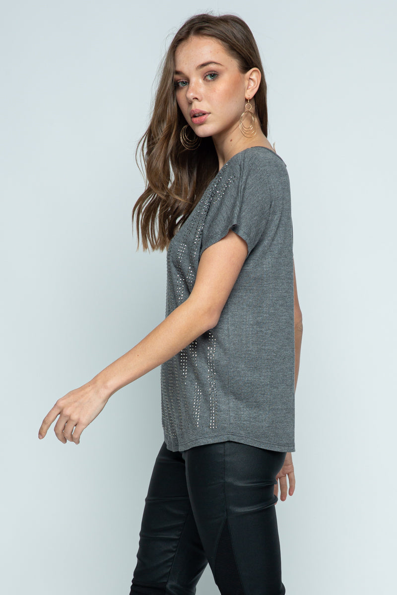 SS Charcoal Top w/Stones