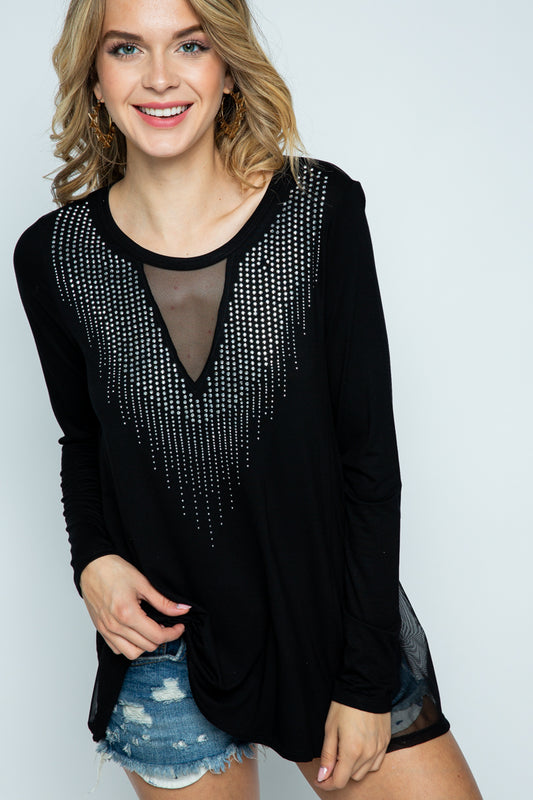 LS Top wStones Mesh Insert Blk 6070