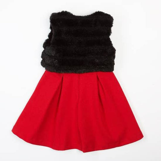 Fur Vest Wooly Felt Dress Set