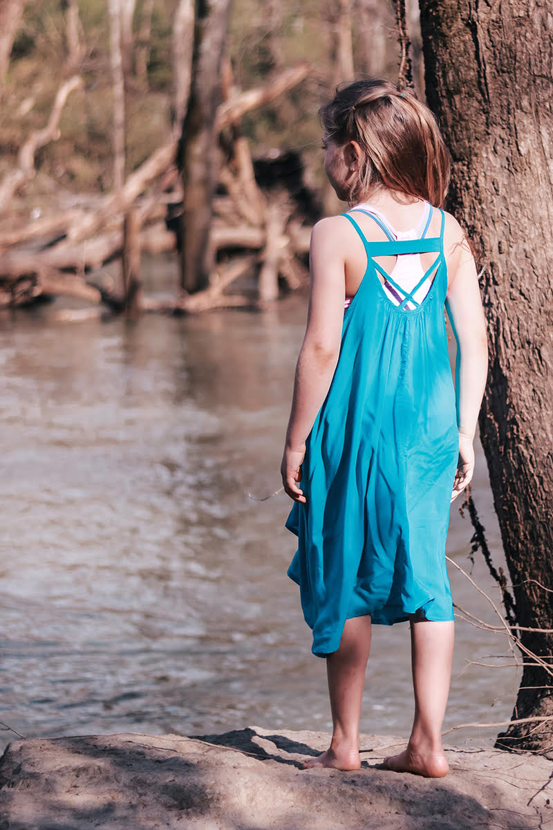 Girls' Swim Cover-up Dress - Blue