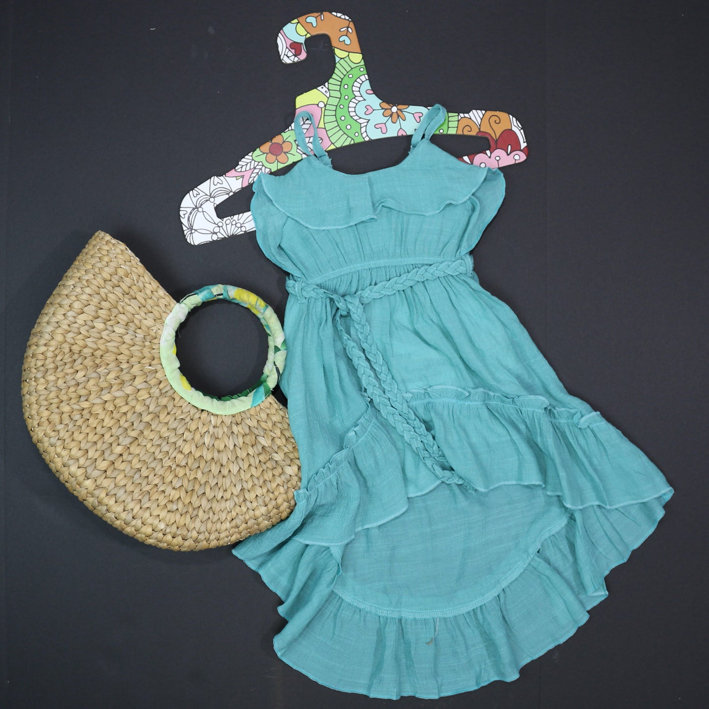 Girls' Hi-Lo Soft Gauze Cotton Ruffle Dress