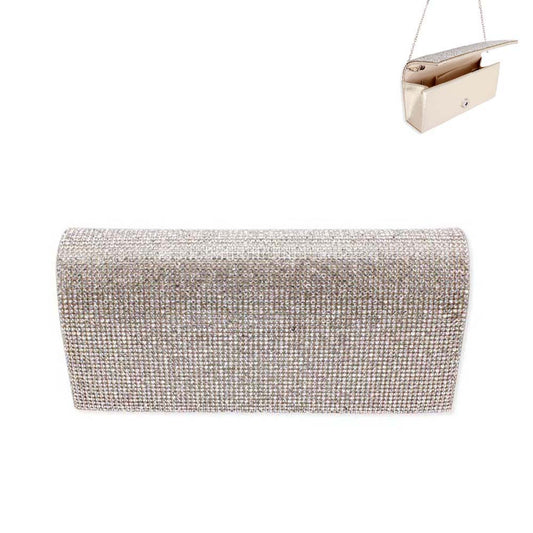 Crystal Rhinestone Evening Clutch with Chain Strap