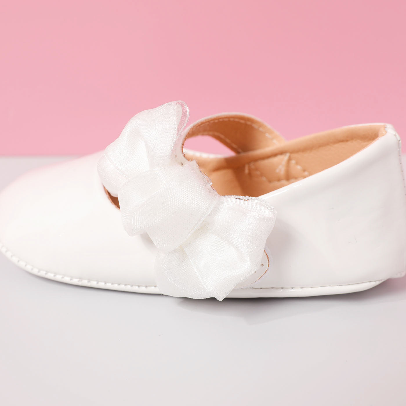 Infant/Toddler Faux Patent Leather Dress Shoes - White
