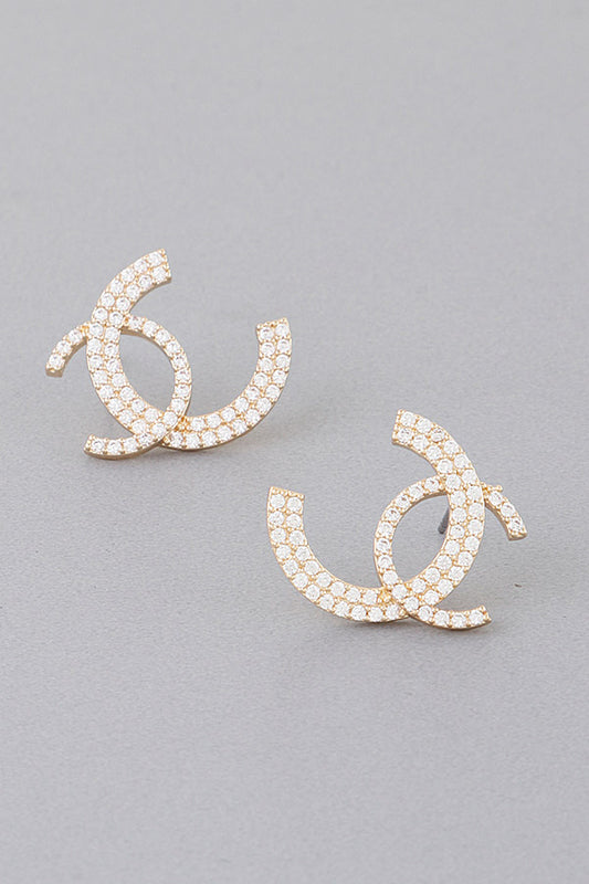 Rhinestone C Stud Earrings