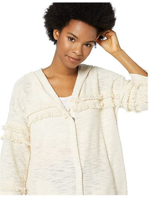 Buttercream French Terry Fringe Cardigan Sweater