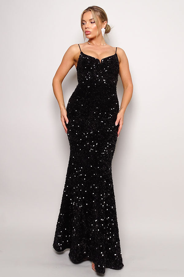 Sweetheart Sequin Velvet Gown