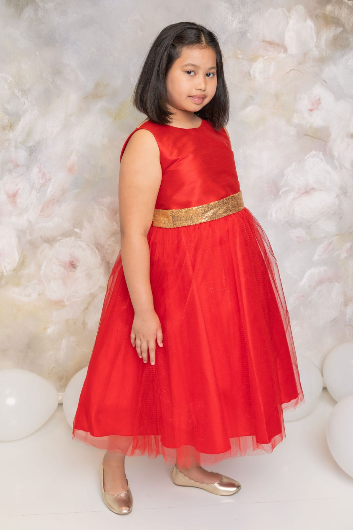 Girls' Sequin V-Back w/Bow Dress
