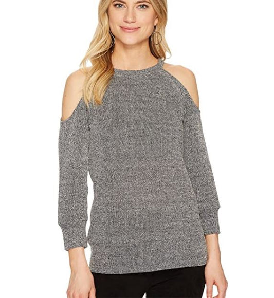 Silver Cold Shoulder Sweater