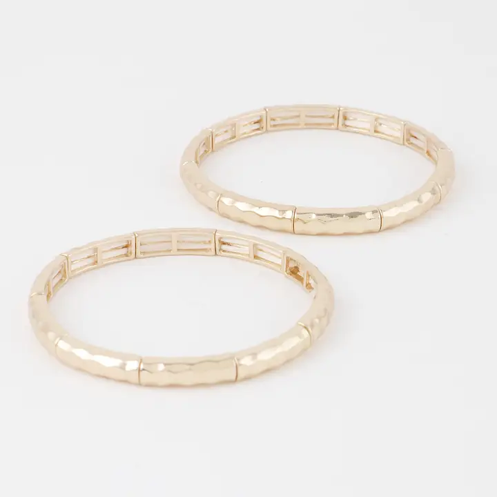 Double Hammered Bracelet Set