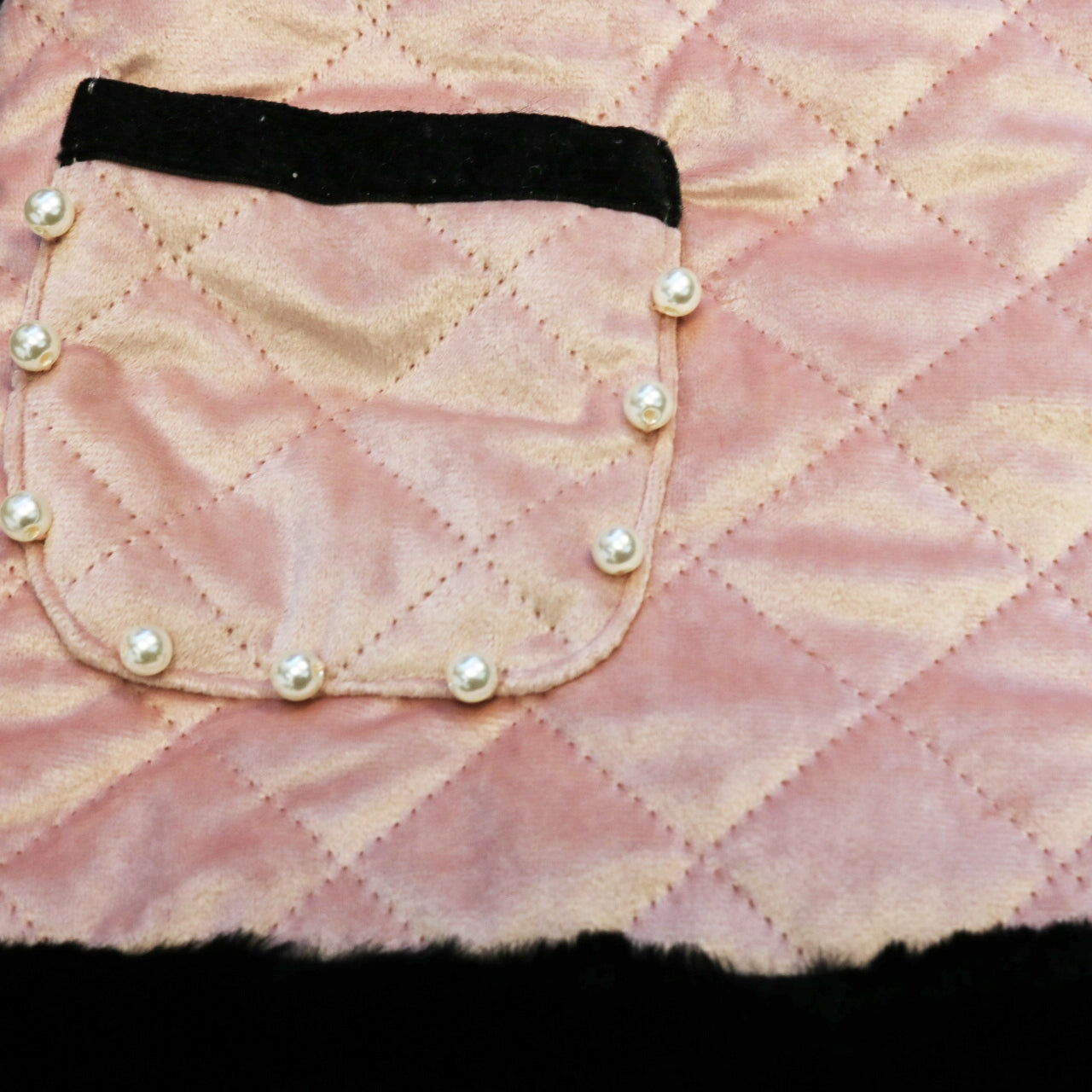 Girls' Faux Suede Quilted Fur Trim Dress
