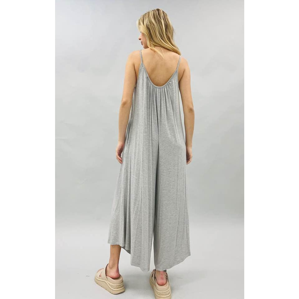 Light Grey Wide-Leg Jumpsuit – Super Soft Oversized Fit with Pockets