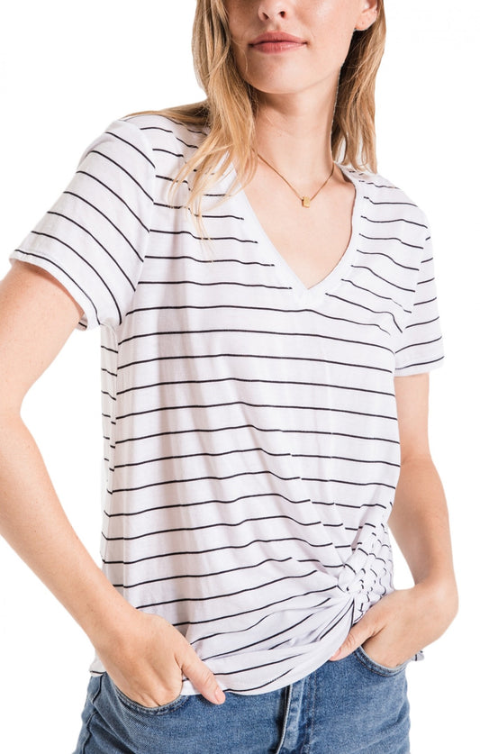 Twist Front Tee Blk/Wht