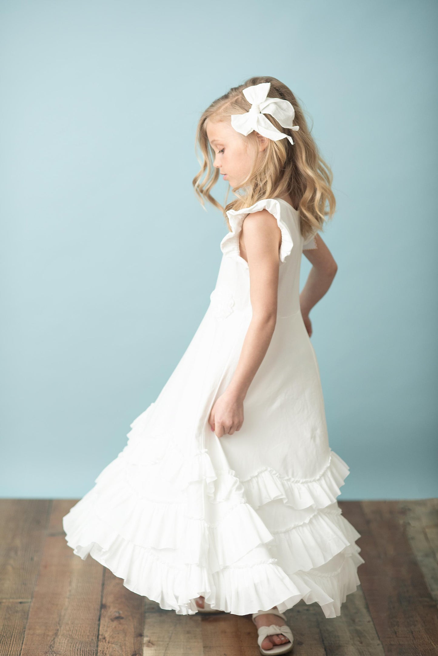 Girls' Ruffle Rosette Maxi - Ivory