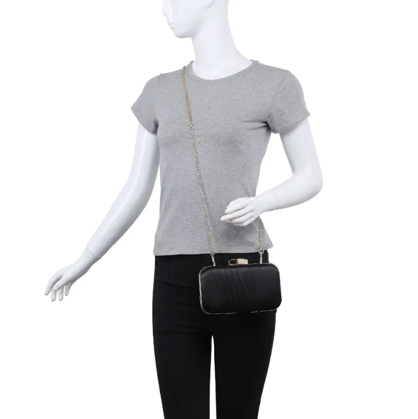 Pleated Black Evening Clutch
