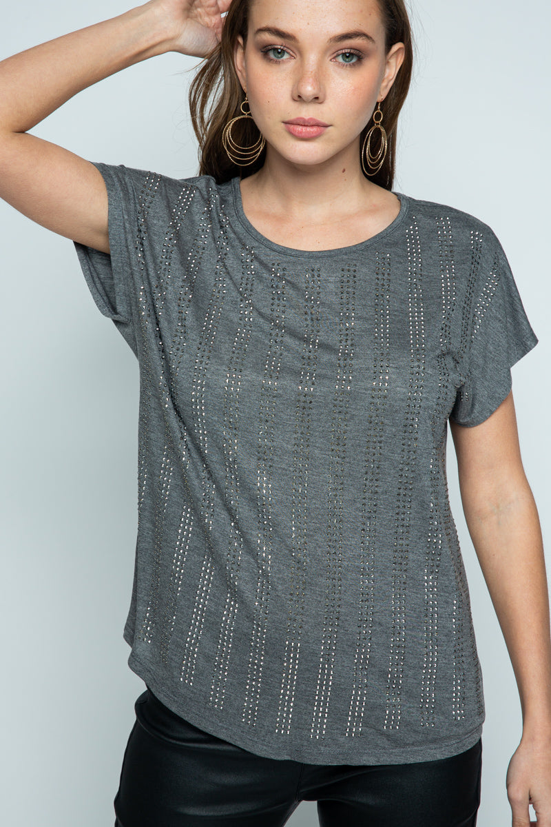 SS Charcoal Top w/Stones