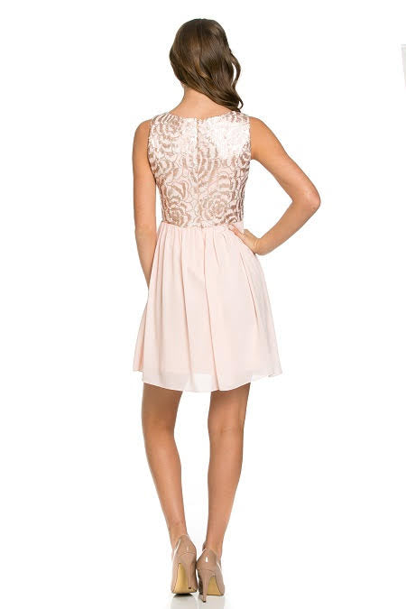 Full Sequin Bodice Scoop Neck