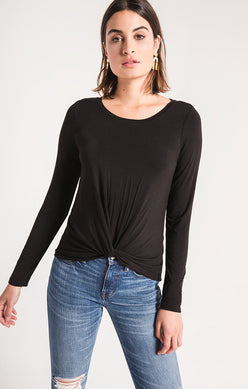 Twist Front L/S Tee Blk