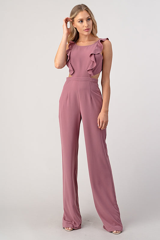 Blush Ruffle Cut-Out Jumpsuit