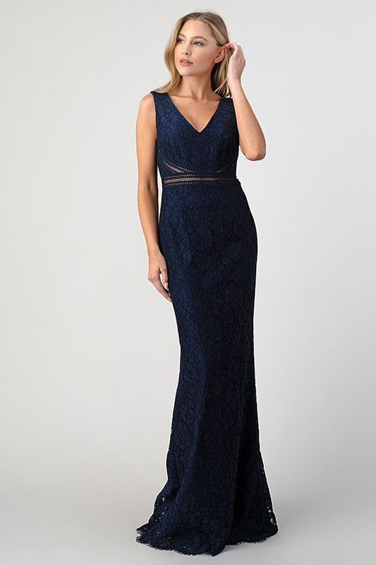 V Neck Lace Maxi - Navy