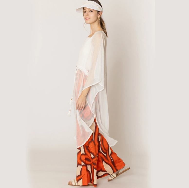 Sheer Lurex Beach Poncho Cover-Up