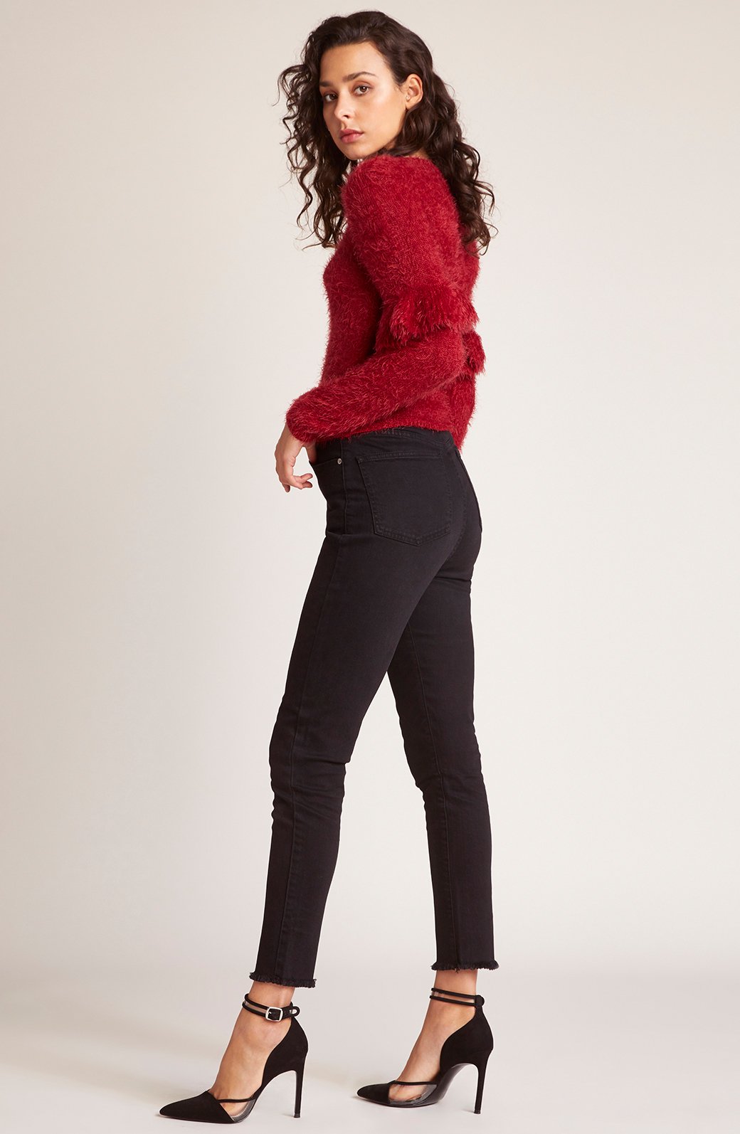Black High-Rise Button Fly Stretch Skinny Jeans