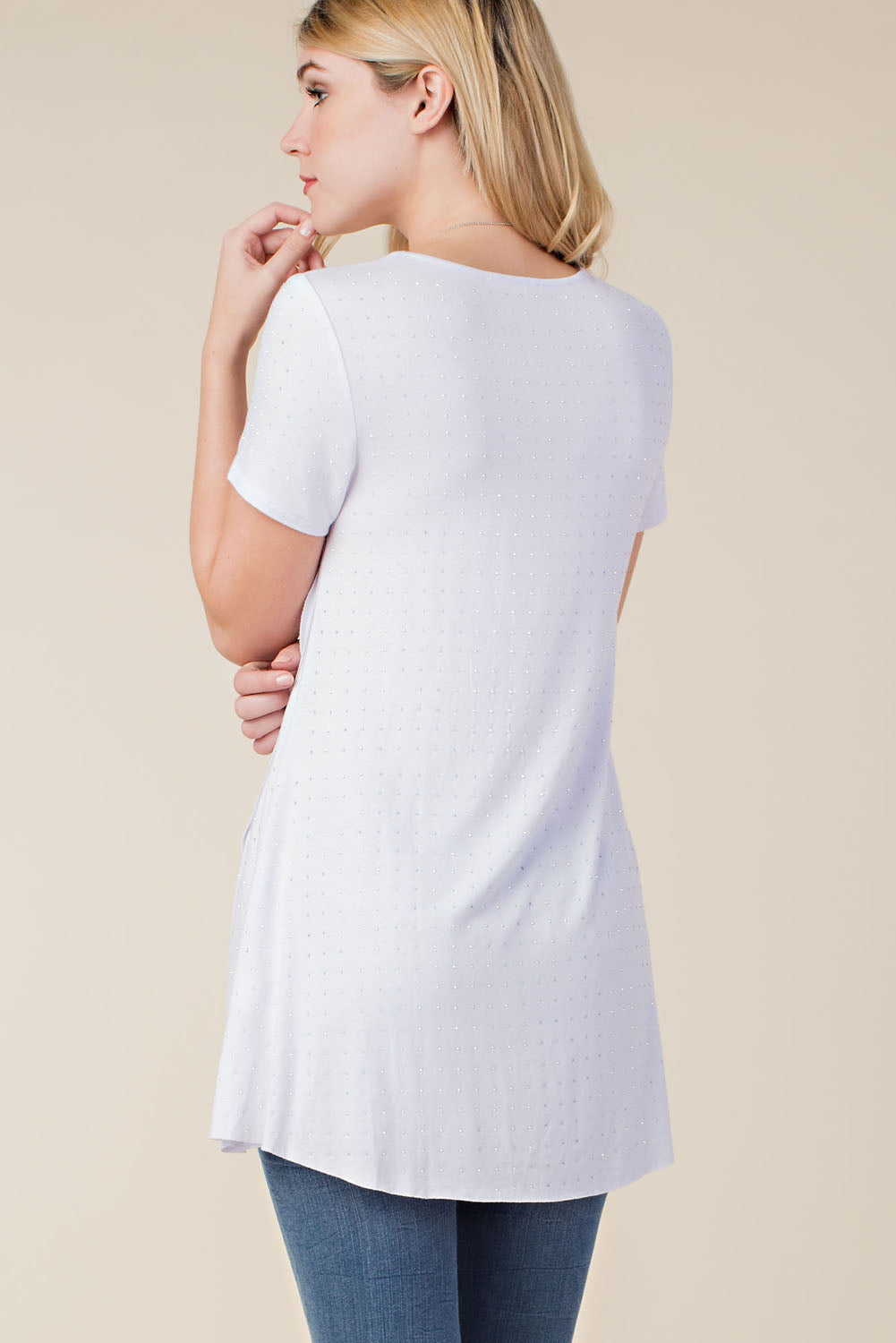 Stone Embellished Tee - White