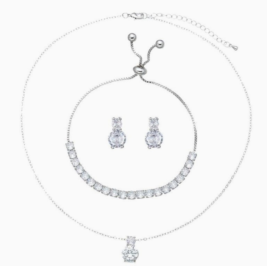 Bridal 3pc Necklace Bracelet Earrings Set