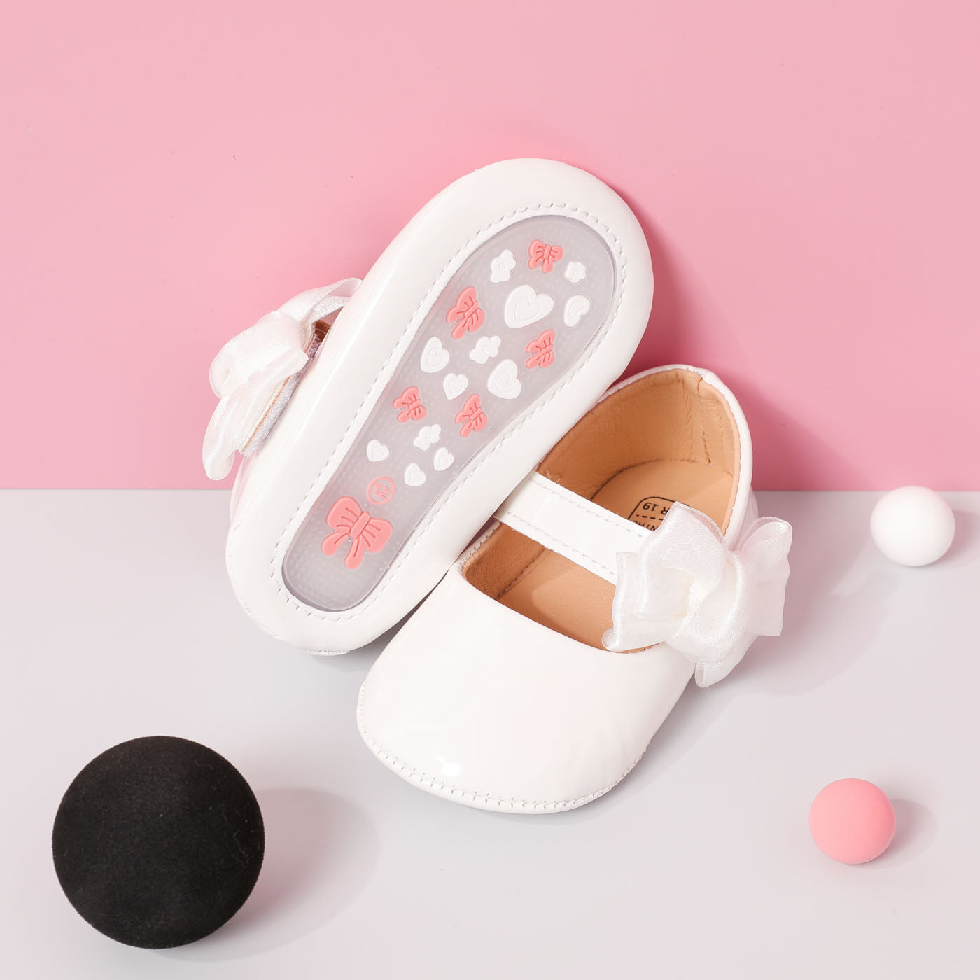 Infant/Toddler Faux Patent Leather Dress Shoes - White