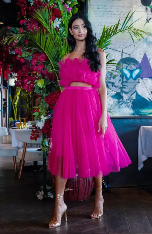 Tulle Crop/Midi Skirt Set